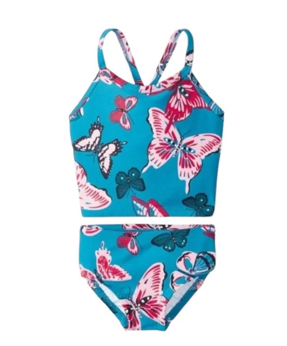 Hanna Andersson Girls Blue Butterfly 2 Piece Tankini Swim Set Size 2T 85 CM